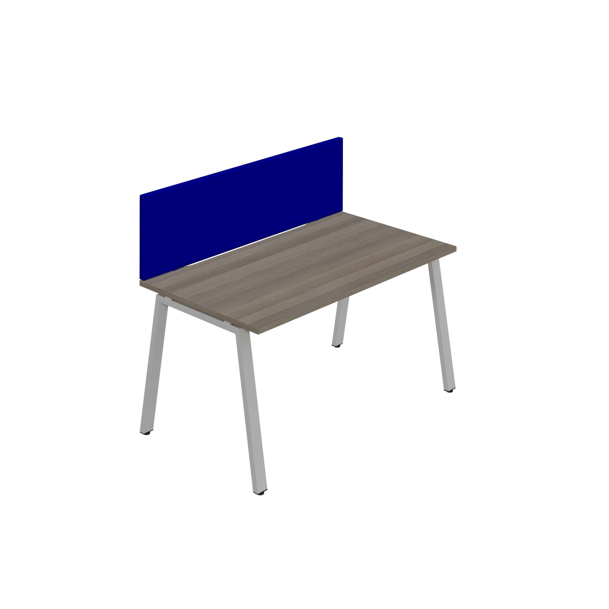 Synergy 1SP Bench Desk|1600X800mm|A-Frame|Grey Oak/Silver|Royal Blue Screen