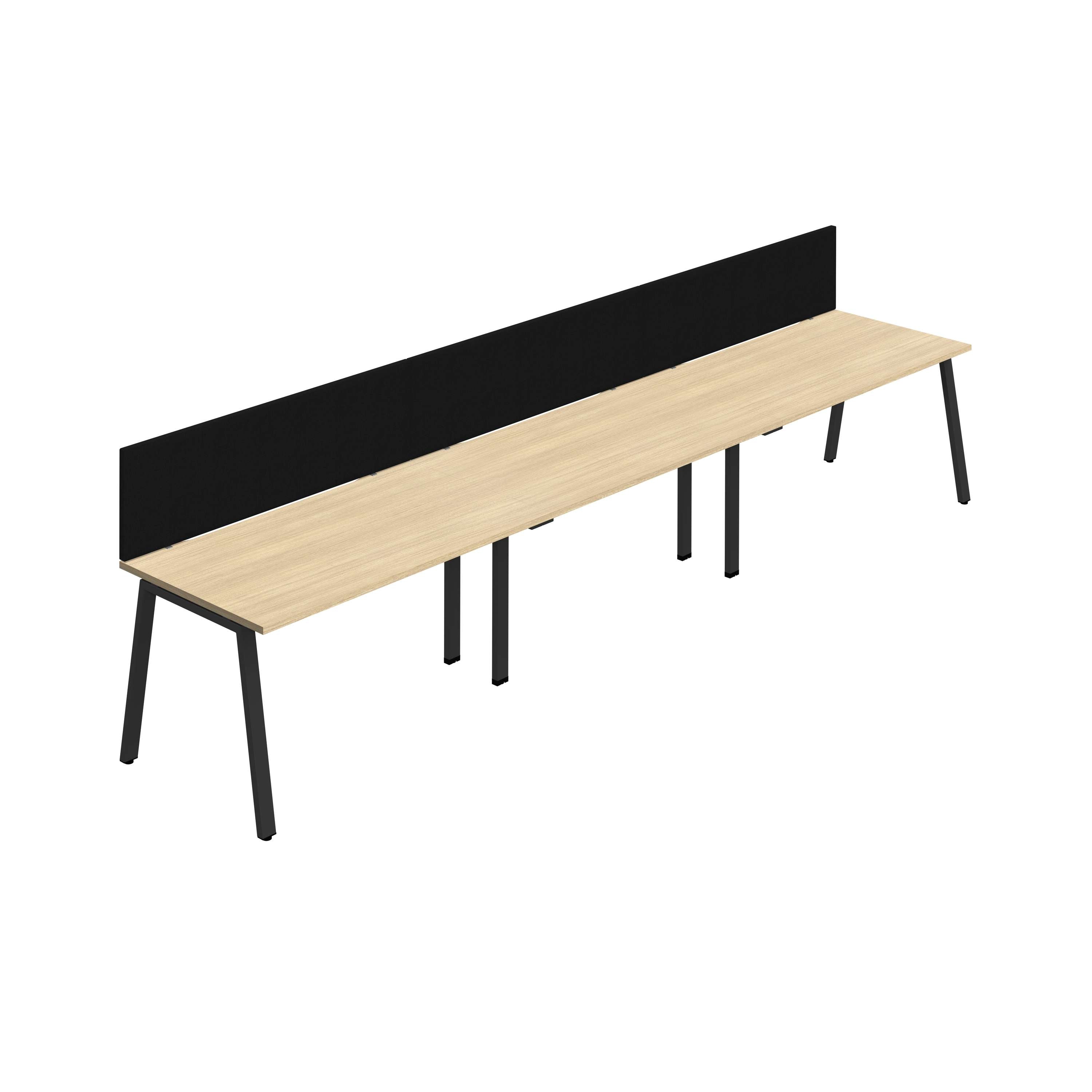 Synergy 3SP Bench Desk|1600X800mm|A-Frame|Nova Oak/Black|Black Screen