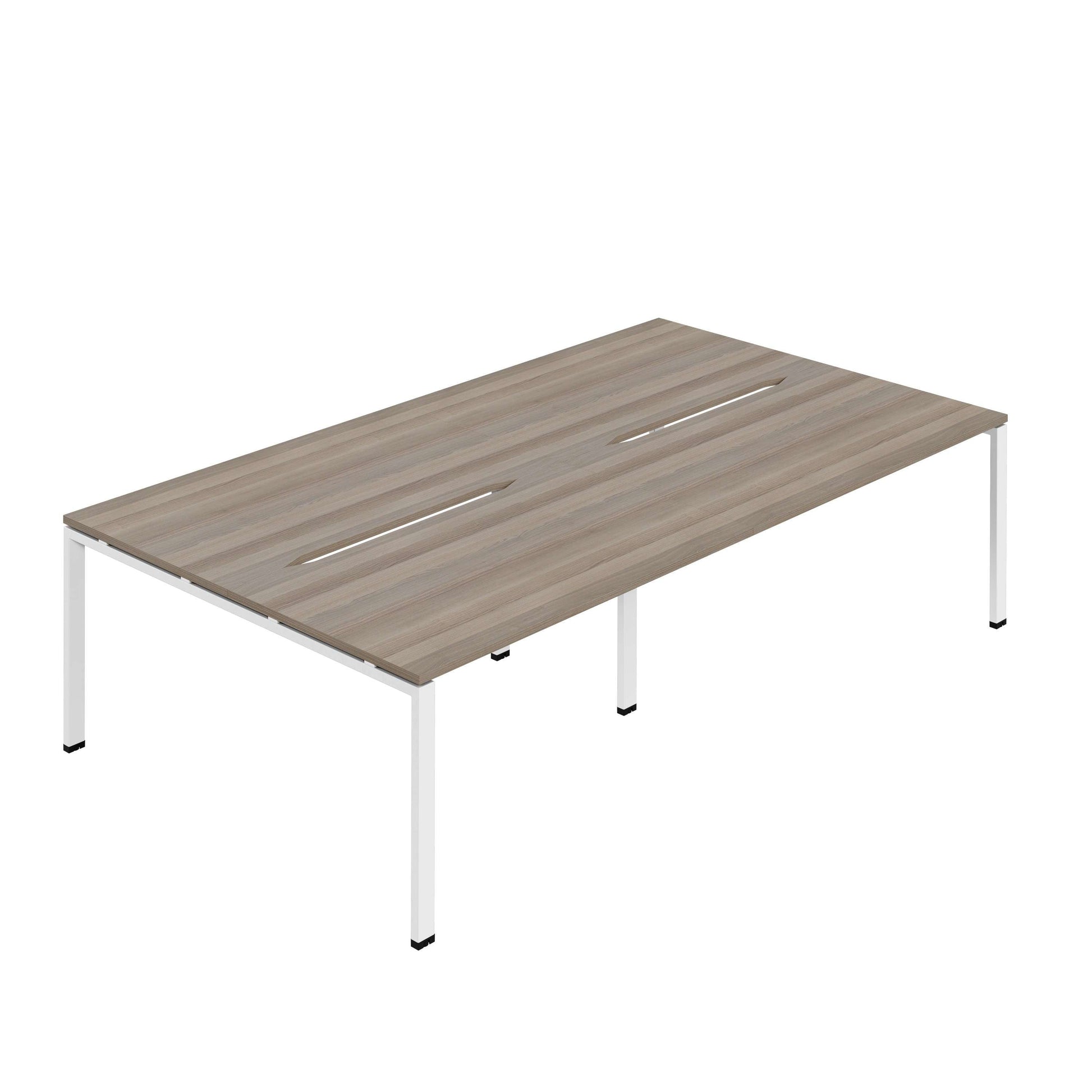 Synergy 4P Bench Desk|1600X800mm|GoalPost|Grey Oak/White
