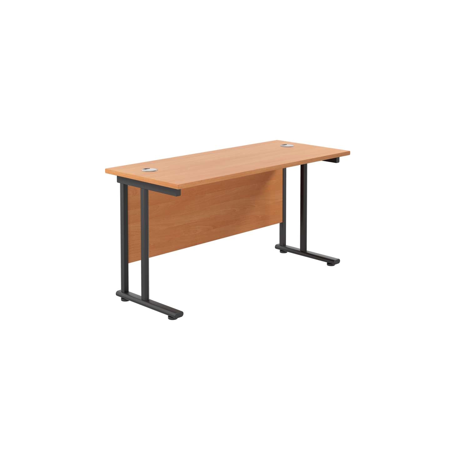 Twin Upright Rectangular Desk: 600mm Deep (FSC) | 1200X600 | Beech/Black