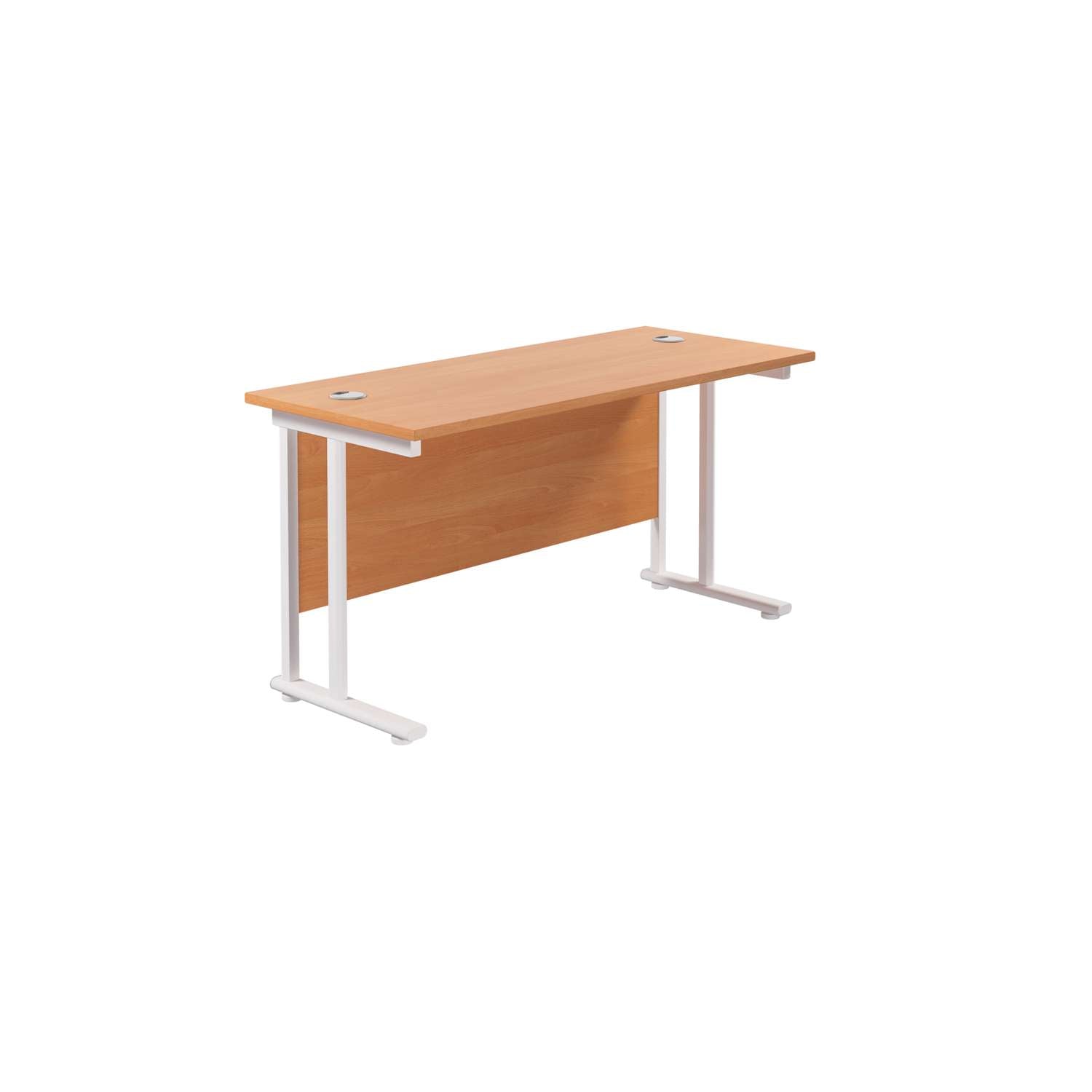 Twin Upright Rectangular Desk: 600mm Deep (FSC) | 1200X600 | Beech/White