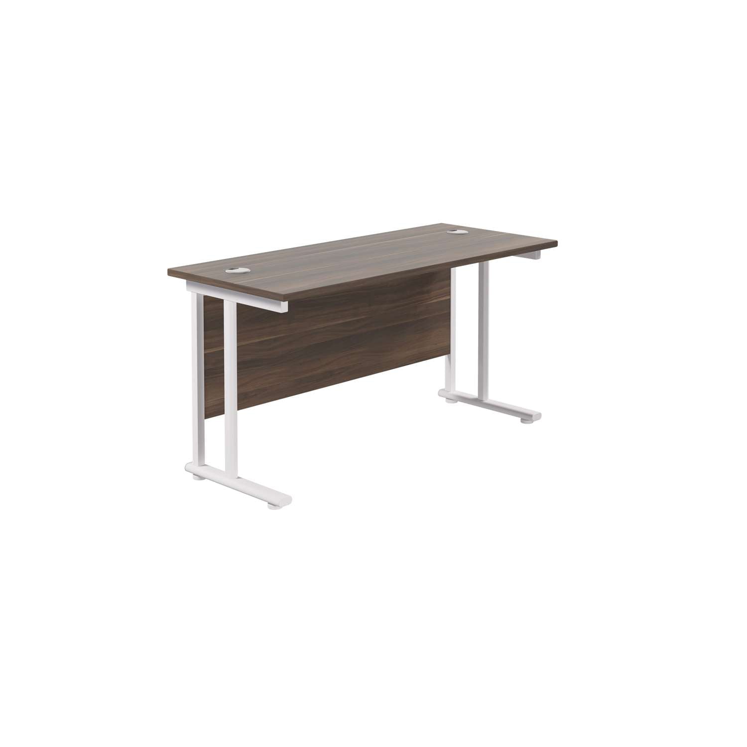 Twin Upright Rectangular Desk: 600mm Deep (FSC) | 1200X600 | Dark Walnut/White