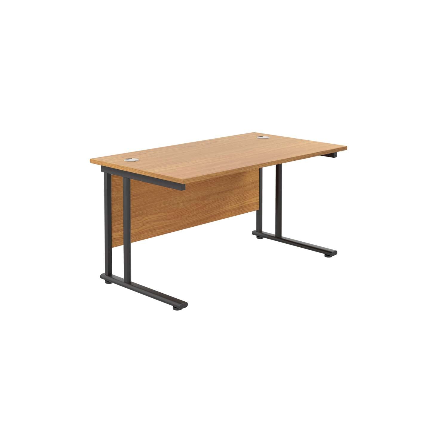 Twin Upright Rectangular Desk: 800mm Deep (FSC) | 1400X800 | Nova Oak/Black