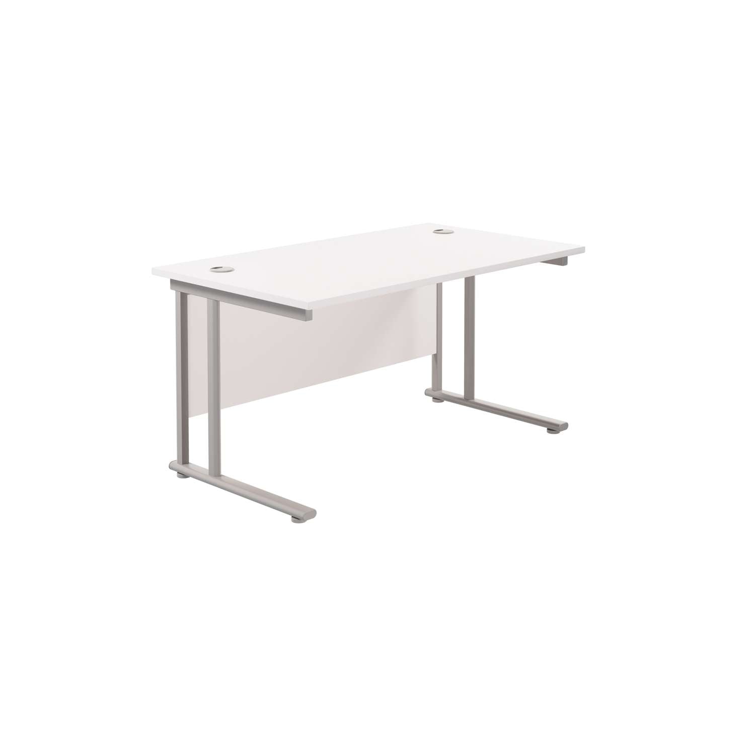 Twin Upright Rectangular Desk: 800mm Deep (FSC) | 1400X800 | White/Silver