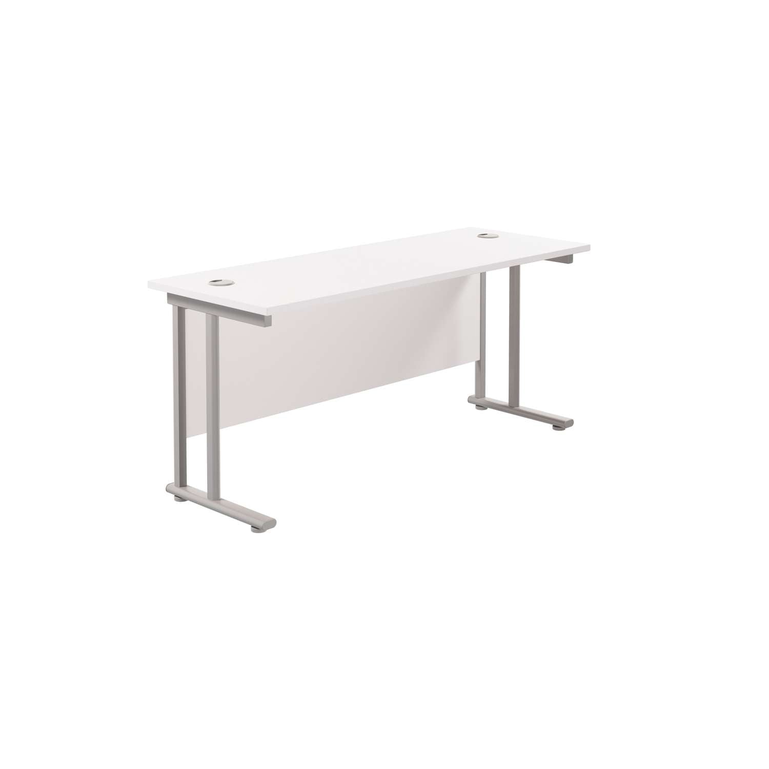 Twin Upright Rectangular Desk: 600mm Deep (FSC) | 1600X600 | White/Silver