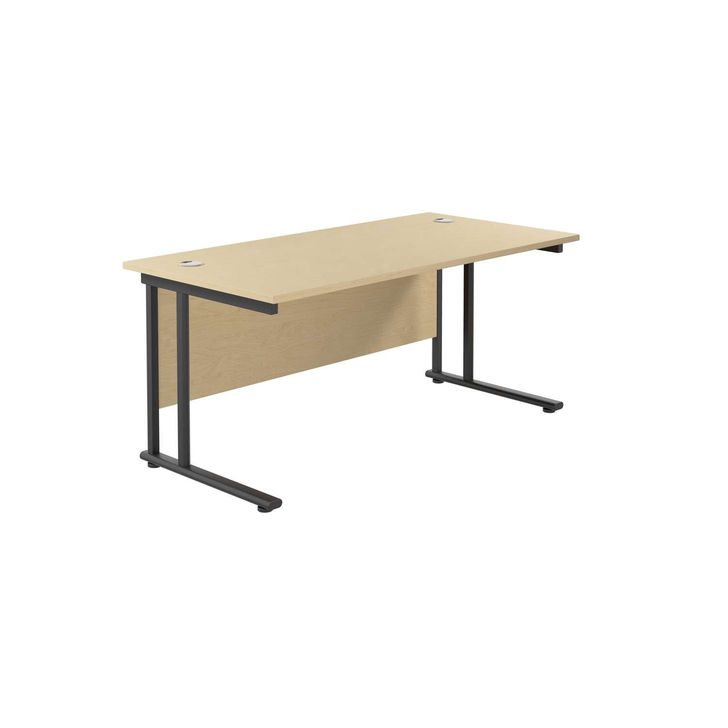 Twin Upright Rectangular Desk: 800mm Deep (FSC) | 1600X800 | Maple/Black