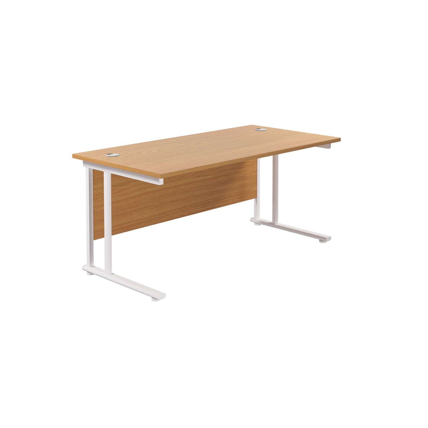 Twin Upright Rectangular Desk: 800mm Deep (FSC) | 1600X800 | Nova Oak/White