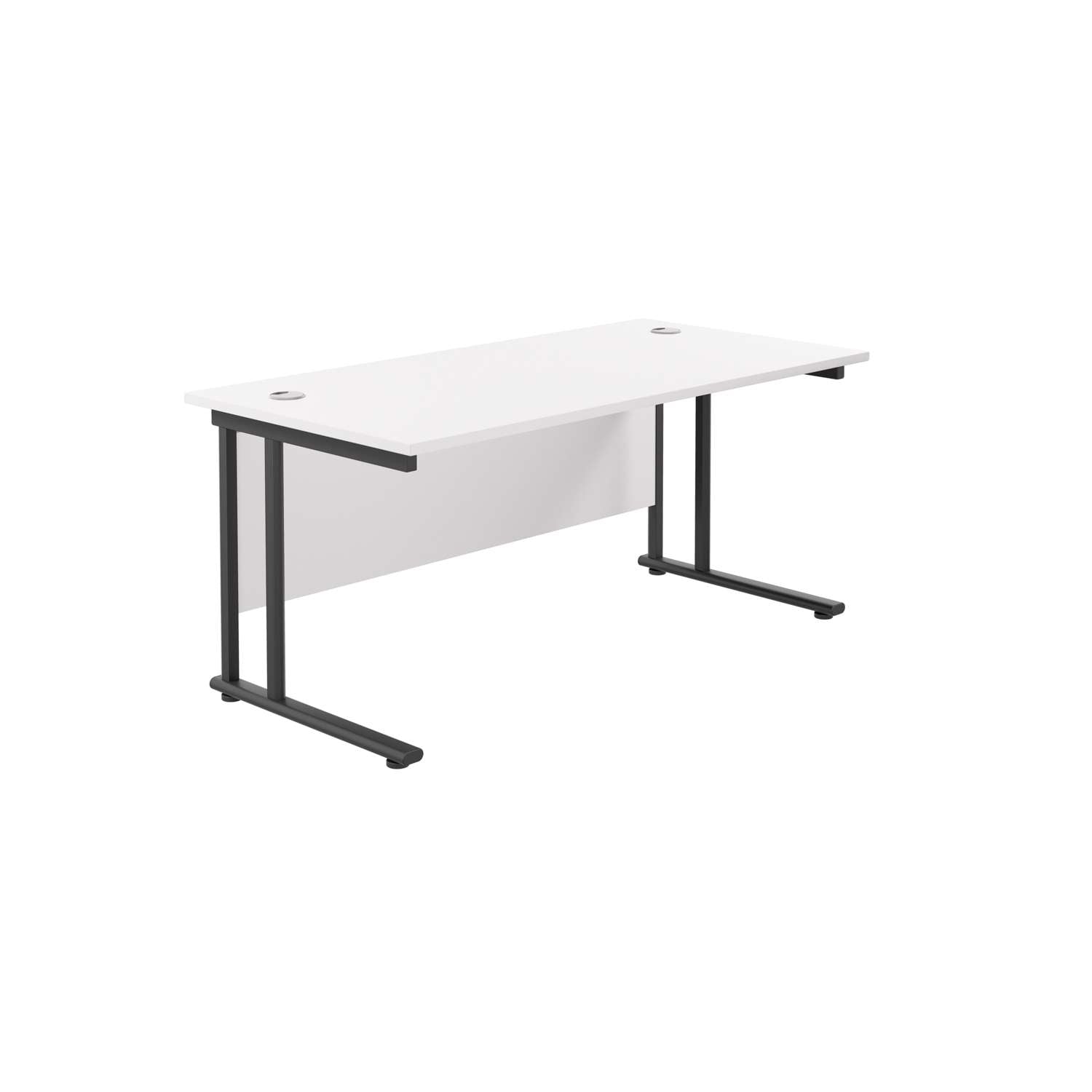 Twin Upright Rectangular Desk: 800mm Deep (FSC) | 1600X800 | White/Black