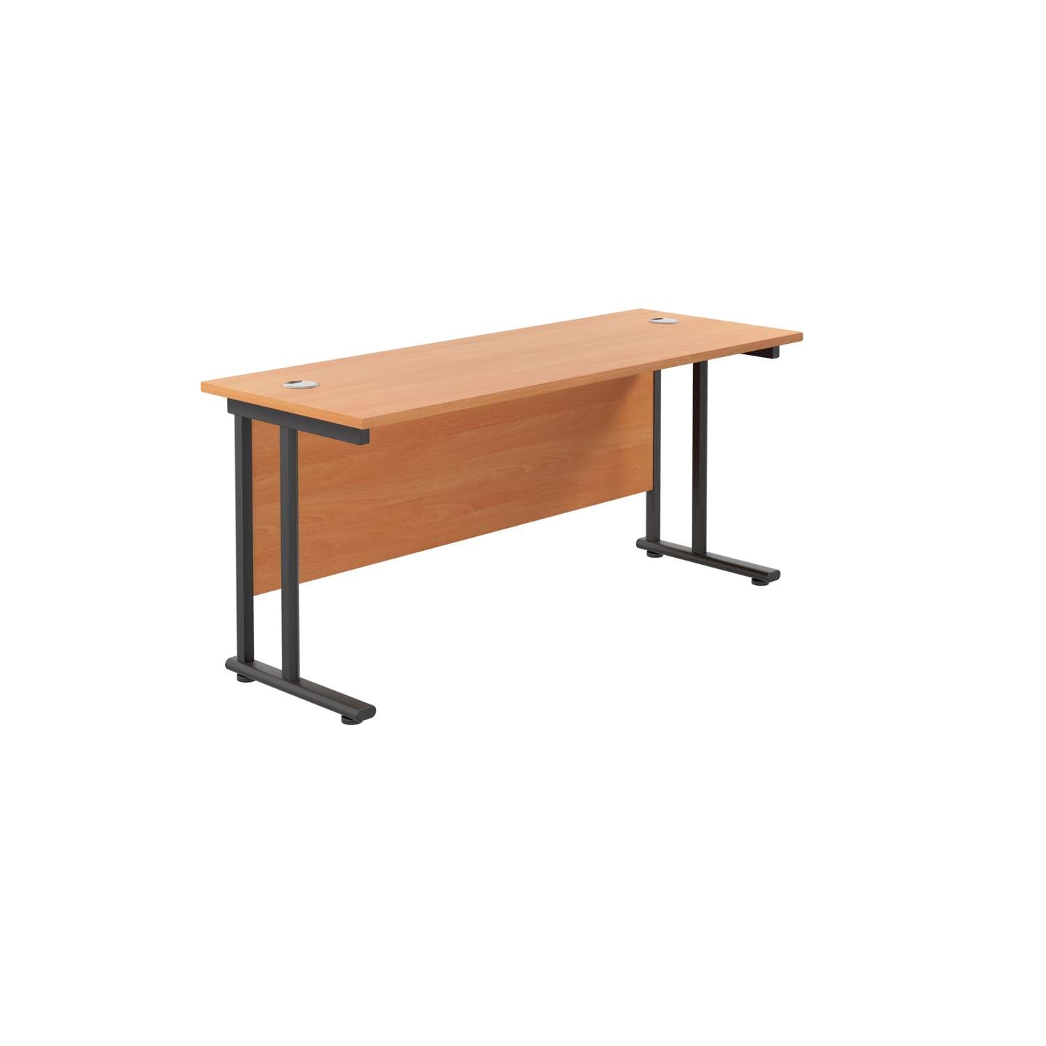 Twin Upright Rectangular Desk: 600mm Deep (FSC) | 1800X600 | Beech/Black