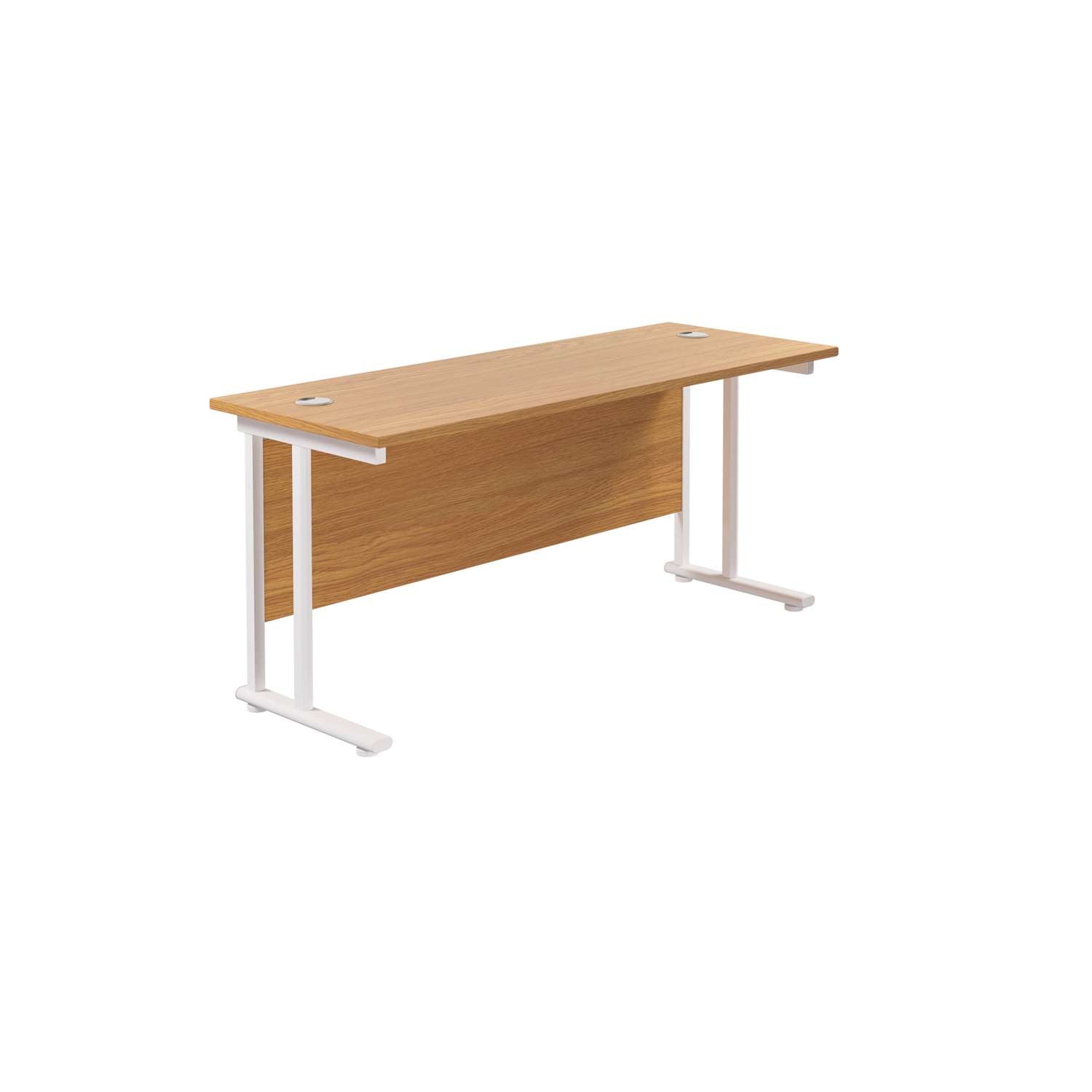 Twin Upright Rectangular Desk: 600mm Deep (FSC) | 1800X600 | Nova Oak/White
