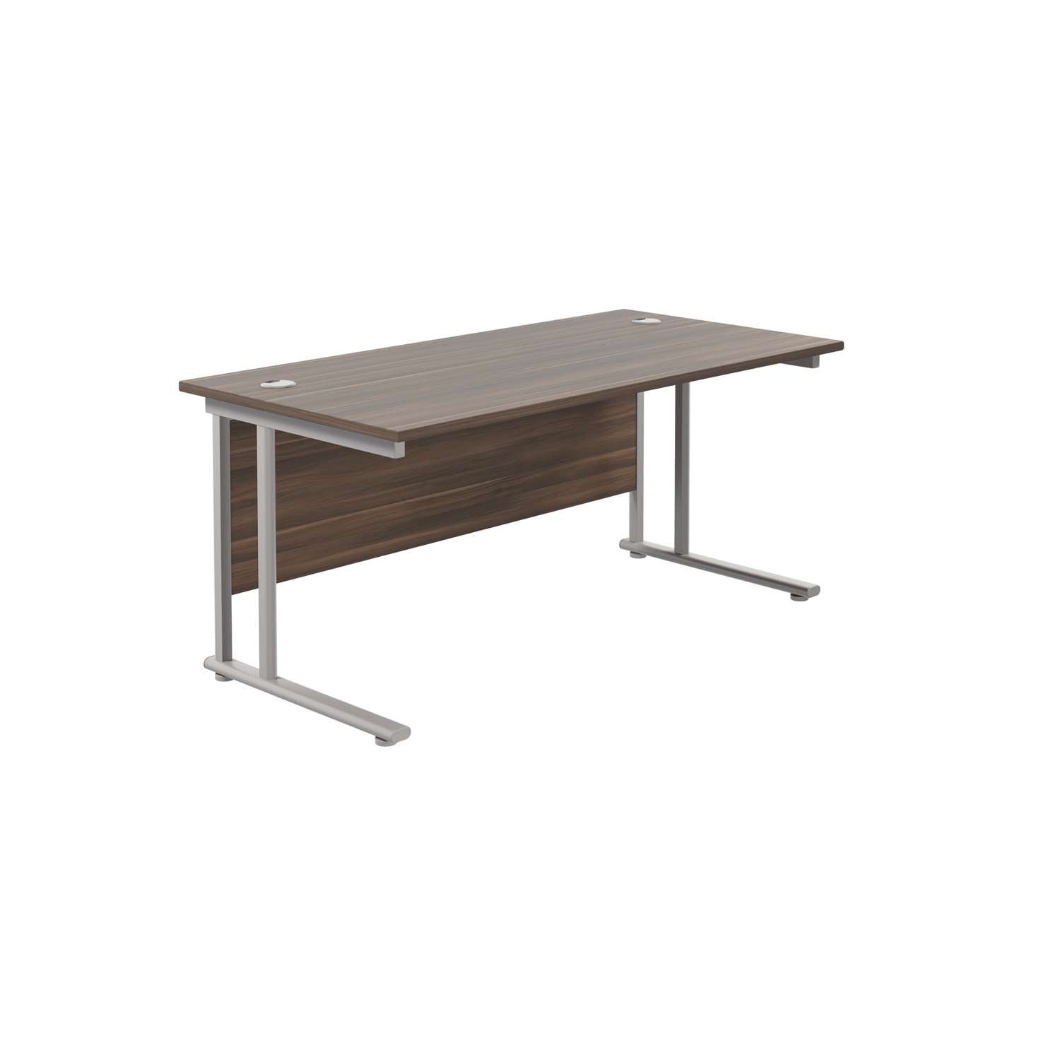 Twin Upright Rectangular Desk: 800mm Deep (FSC) | 1800X800 | Dark Walnut/Silver